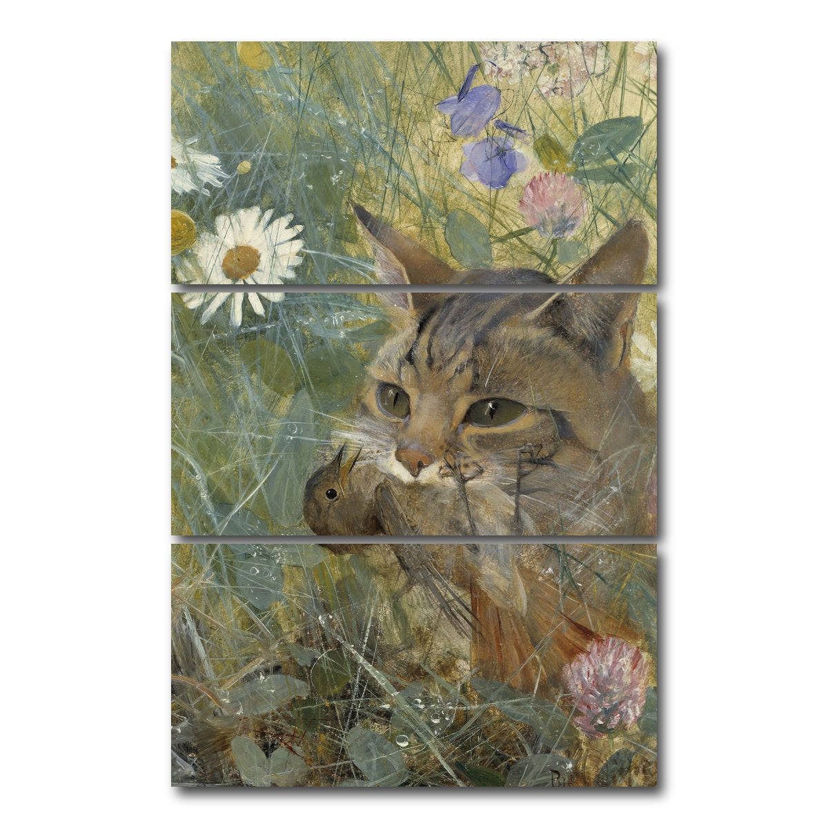 AUTO-MOCKUP WHITE | Cat's Catch | 3 Piece | Gallery Wrap Canvas | group=12x24_stacked