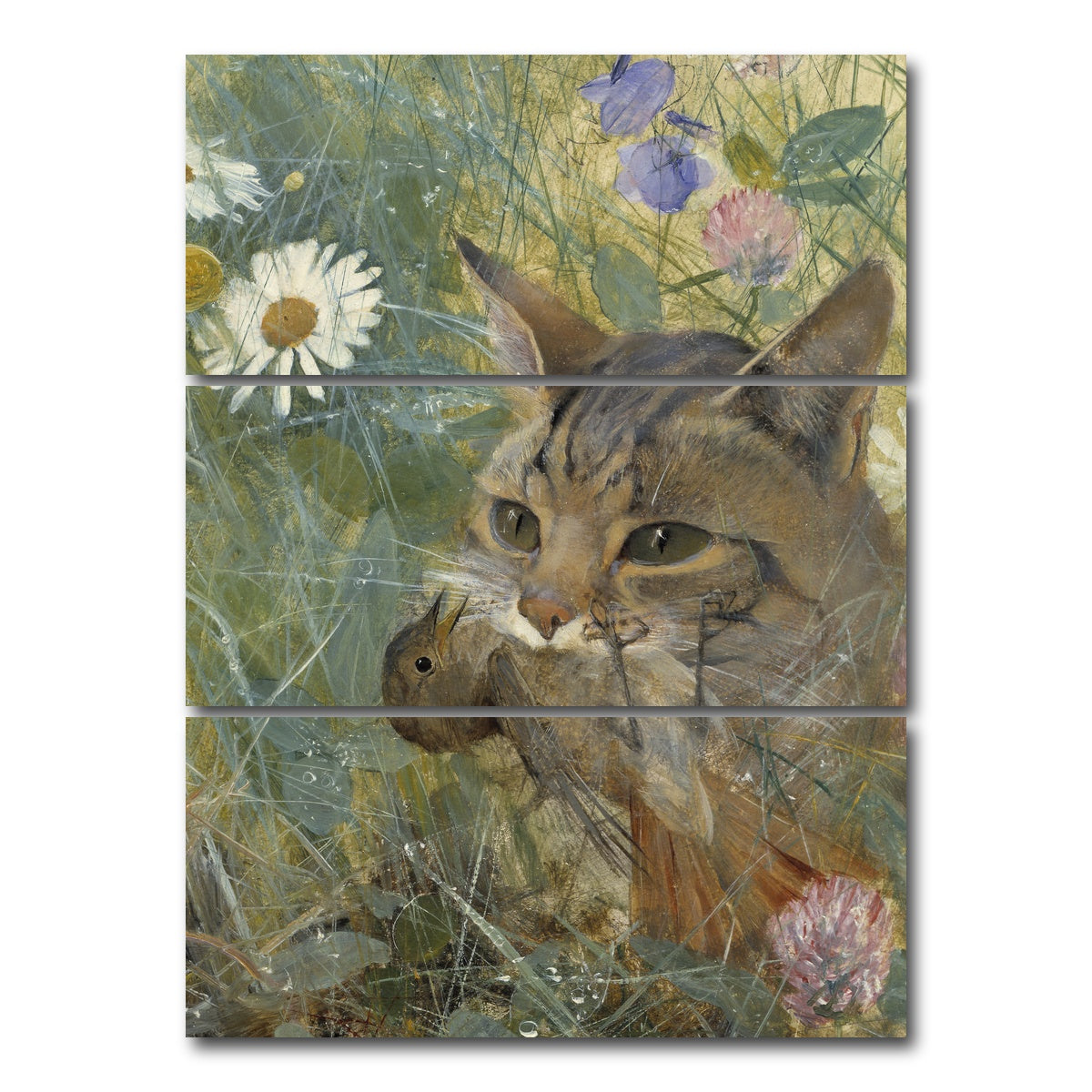 AUTO-MOCKUP WHITE | Cat's Catch | 3 Piece | Gallery Wrap Canvas | group=8x18_stacked