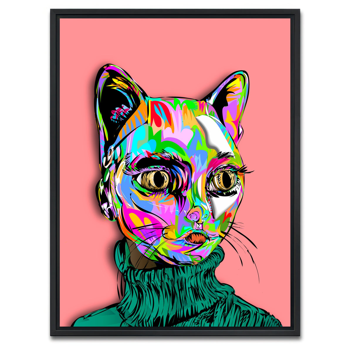 AUTO-MOCKUP WHITE | Catface Mask | 1 Piece | Black Framed Canvas | group=3x4