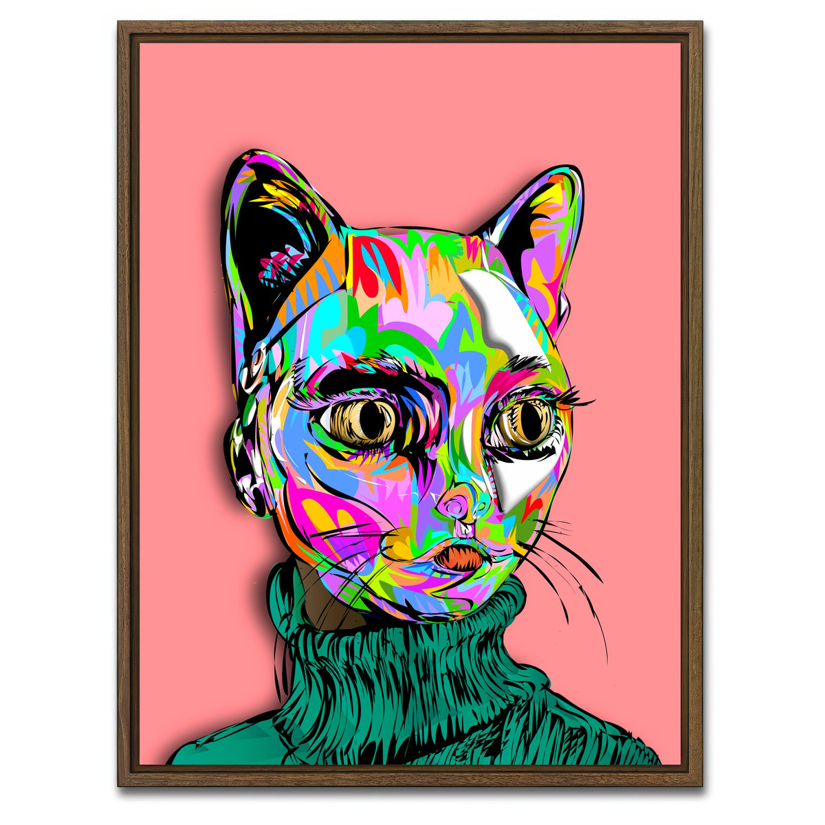 AUTO-MOCKUP WHITE | Catface Mask | 1 Piece | Walnut Framed Canvas | group=3x4