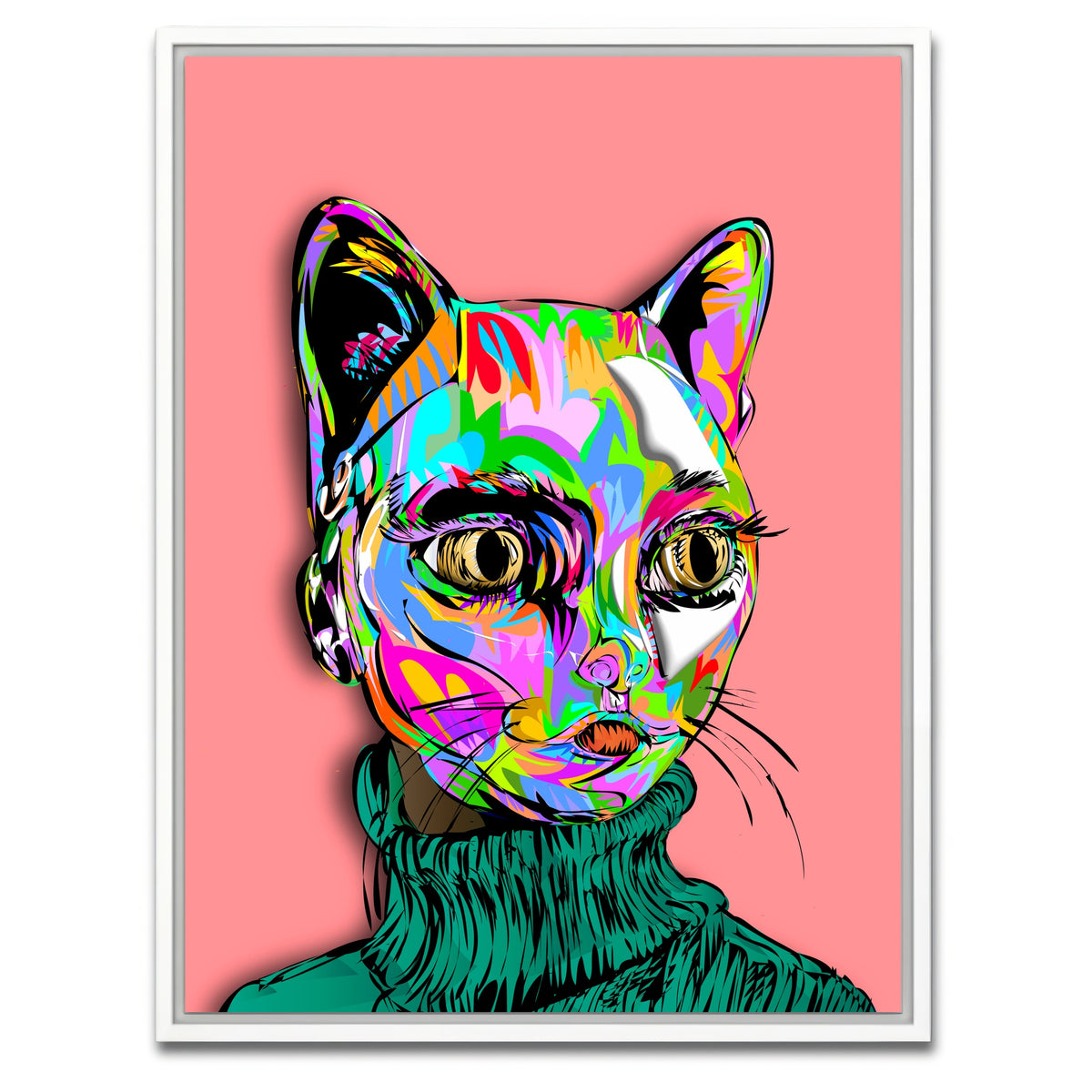 AUTO-MOCKUP WHITE | Catface Mask | 1 Piece | White Framed Canvas | group=3x4
