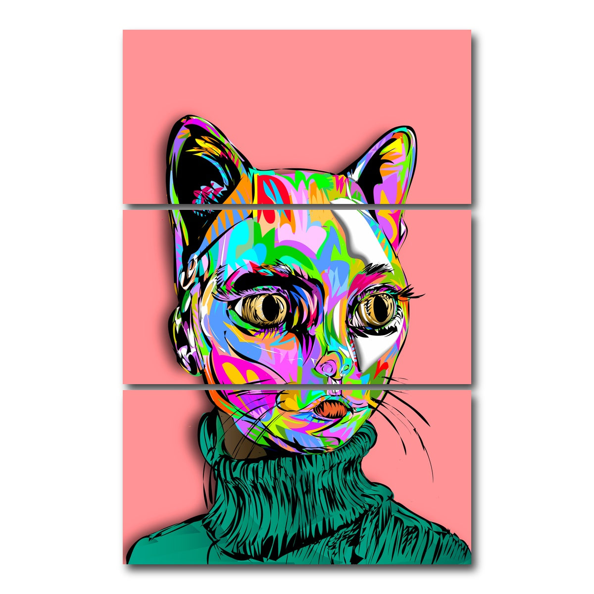 AUTO-MOCKUP WHITE | Catface Mask | 3 Piece | Gallery Wrap Canvas | group=12x24_stacked