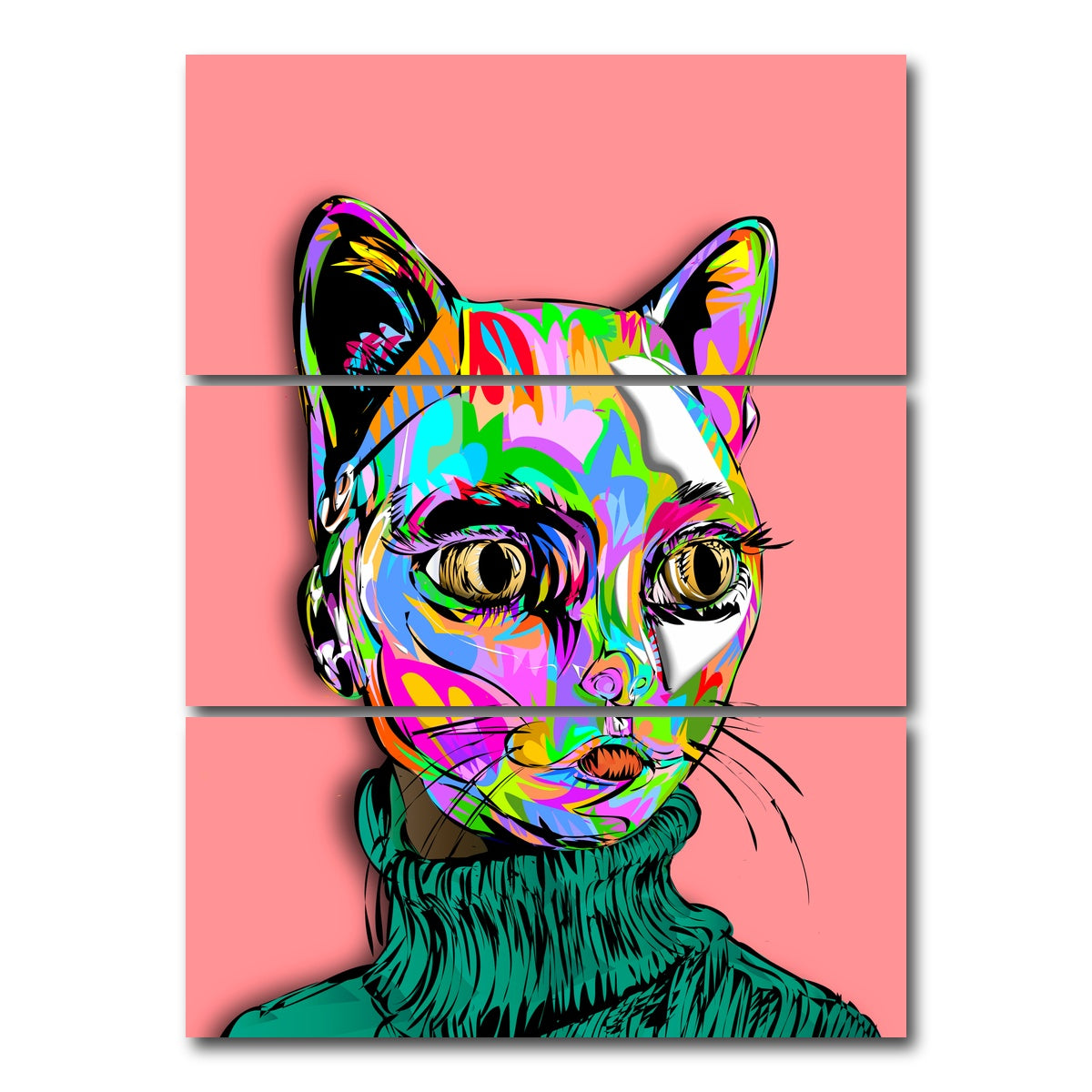 AUTO-MOCKUP WHITE | Catface Mask | 3 Piece | Gallery Wrap Canvas | group=8x18_stacked