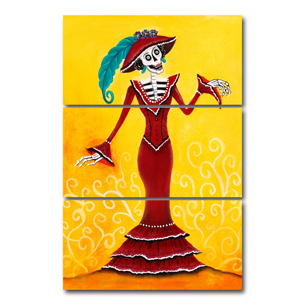 AUTO-MOCKUP WHITE | Catrina Skeleton | 3 Piece | Gallery Wrap Canvas | group=12x24_stacked