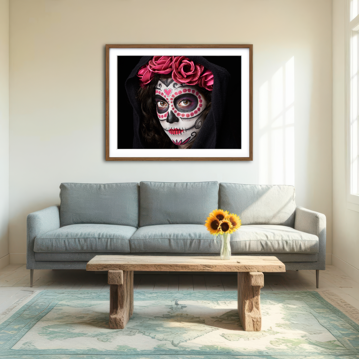 AUTO-MOCKUP ROOM | Catrina Skull Look Wall Art