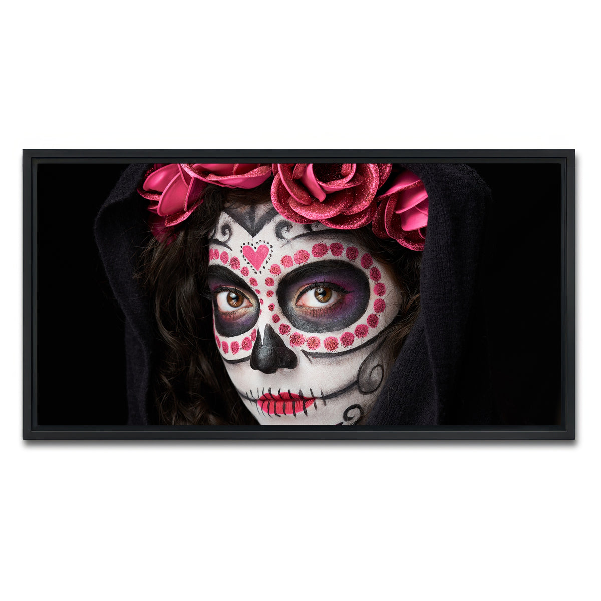 AUTO-MOCKUP WHITE | Catrina skull look | 1 Piece | Black Framed Canvas | group=2x1