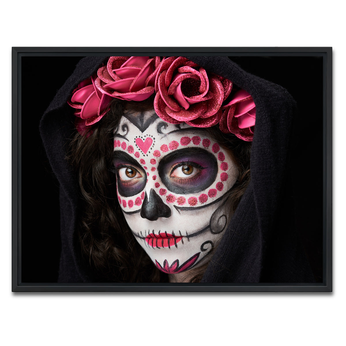 AUTO-MOCKUP WHITE | Catrina skull look | 1 Piece | Black Framed Canvas | group=4x3