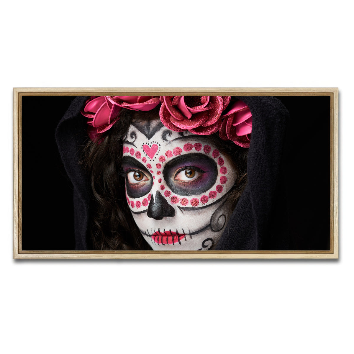 AUTO-MOCKUP WHITE | Catrina skull look | 1 Piece | Natural Framed Canvas | group=2x1