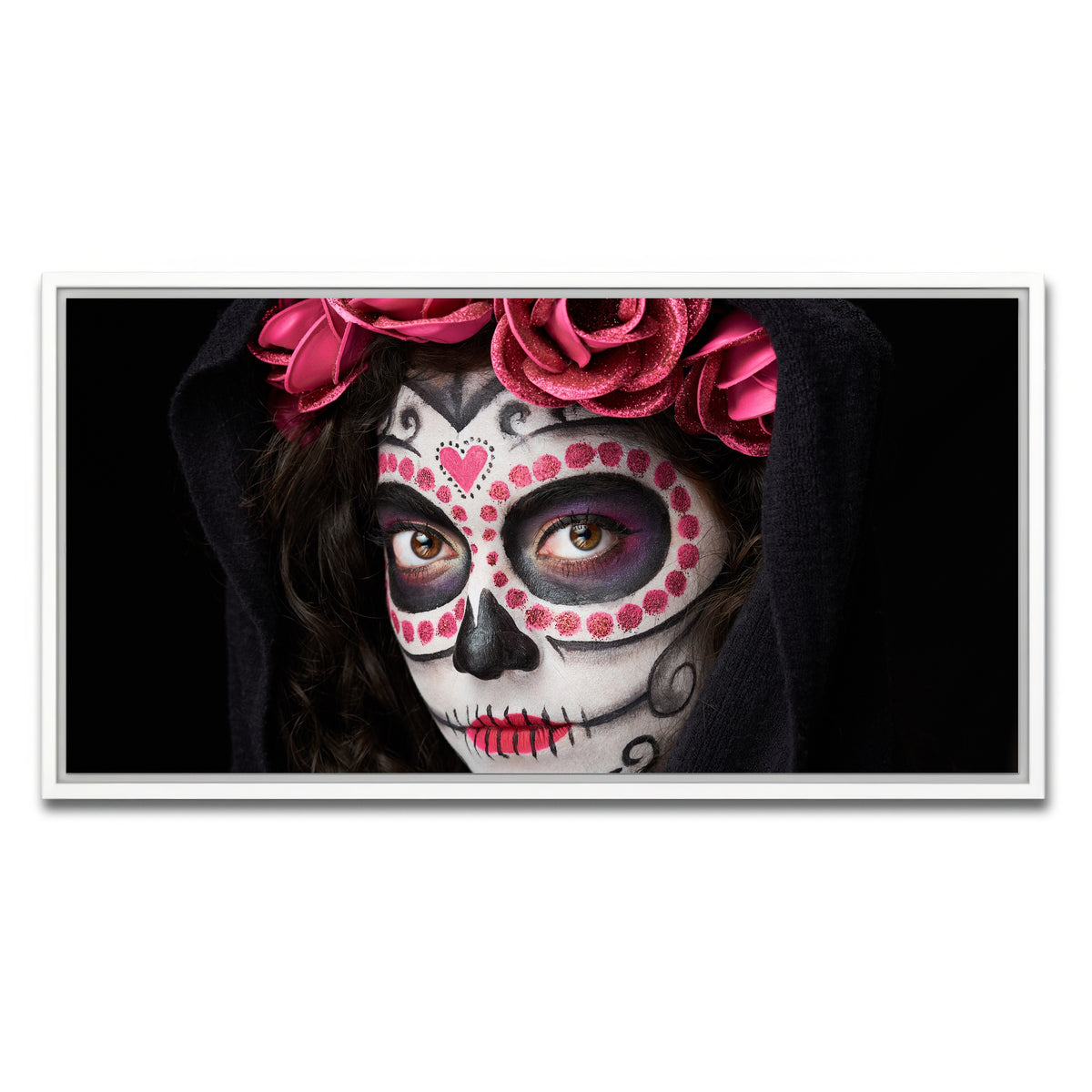 AUTO-MOCKUP WHITE | Catrina skull look | 1 Piece | White Framed Canvas | group=2x1