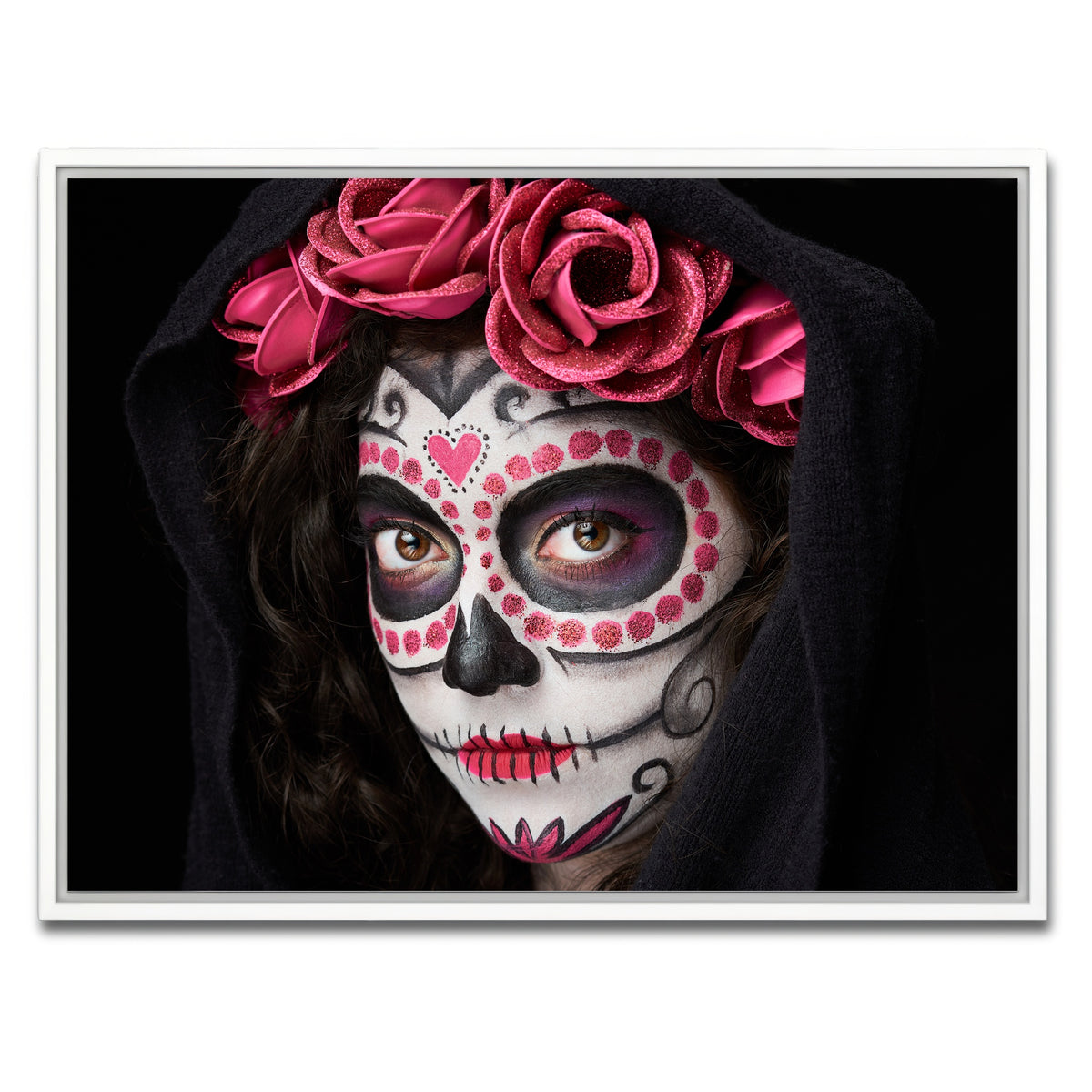 AUTO-MOCKUP WHITE | Catrina skull look | 1 Piece | White Framed Canvas | group=4x3