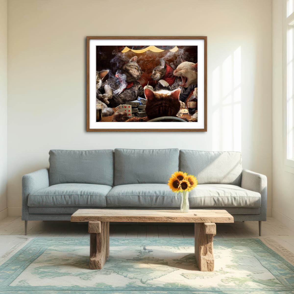 AUTO-MOCKUP ROOM | Cats Playing Poker Wall Art
