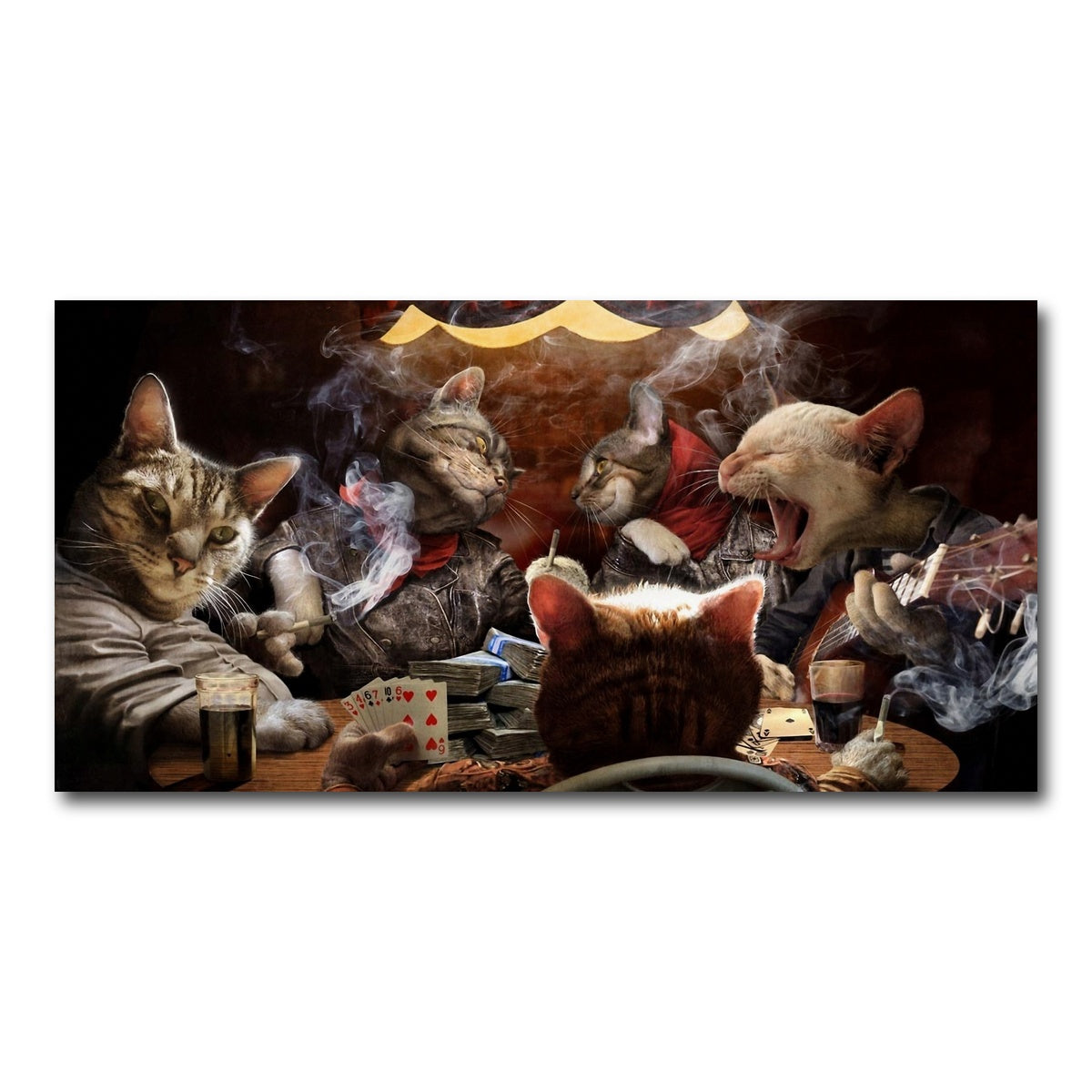 AUTO-MOCKUP WHITE | Cats Playing Poker | 1 Piece | Gallery Wrap Canvas | group=2x1