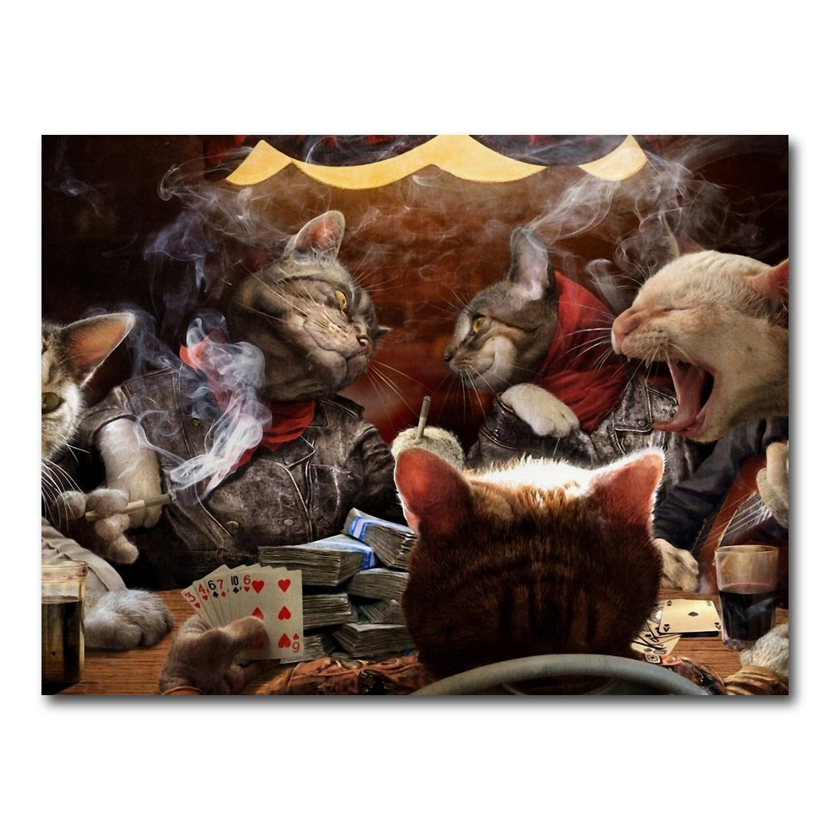 AUTO-MOCKUP WHITE | Cats Playing Poker | 1 Piece | Gallery Wrap Canvas | group=4x3