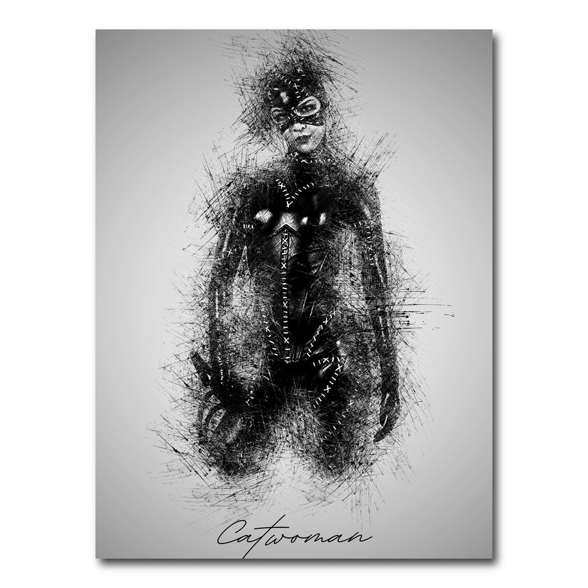 AUTO-MOCKUP WHITE | Catwoman Sketch | 1 Piece | Gallery Wrap Canvas | group=3x4