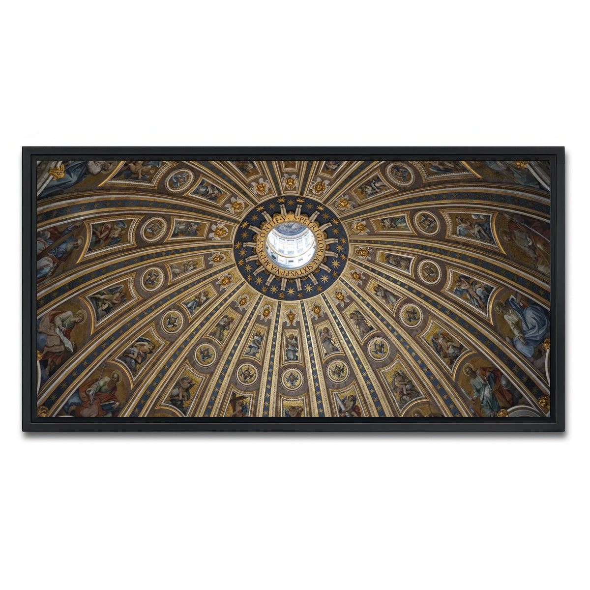 AUTO-MOCKUP WHITE | Ceiling of St. Peter's Basilica, Vatican City | 1 Piece | Black Framed Canvas | group=2x1