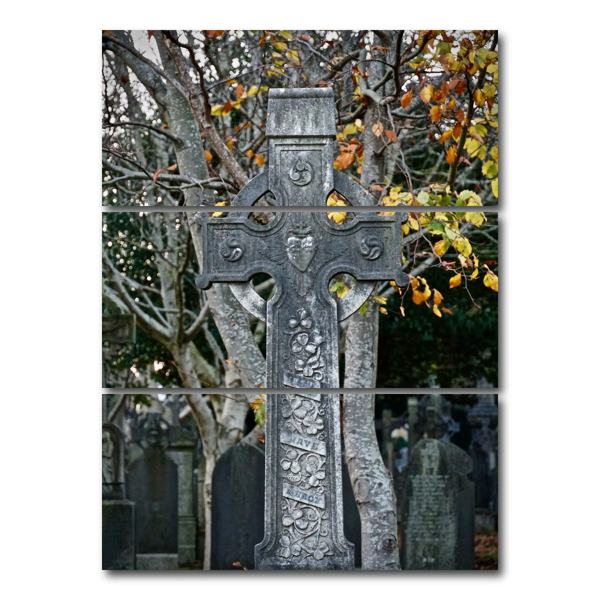 AUTO-MOCKUP WHITE | Celtic Cross, Dublin | 3 Piece | Gallery Wrap Canvas | group=8x18_stacked