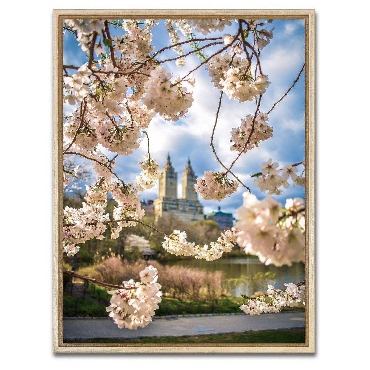 AUTO-MOCKUP WHITE | Central Park Cherry Blossoms | 1 Piece | Natural Framed Canvas | group=3x4