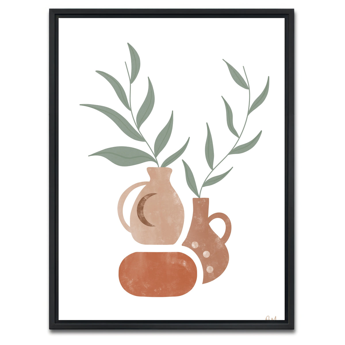AUTO-MOCKUP WHITE | Ceramics Green Leaves | 1 Piece | Black Framed Canvas | group=3x4