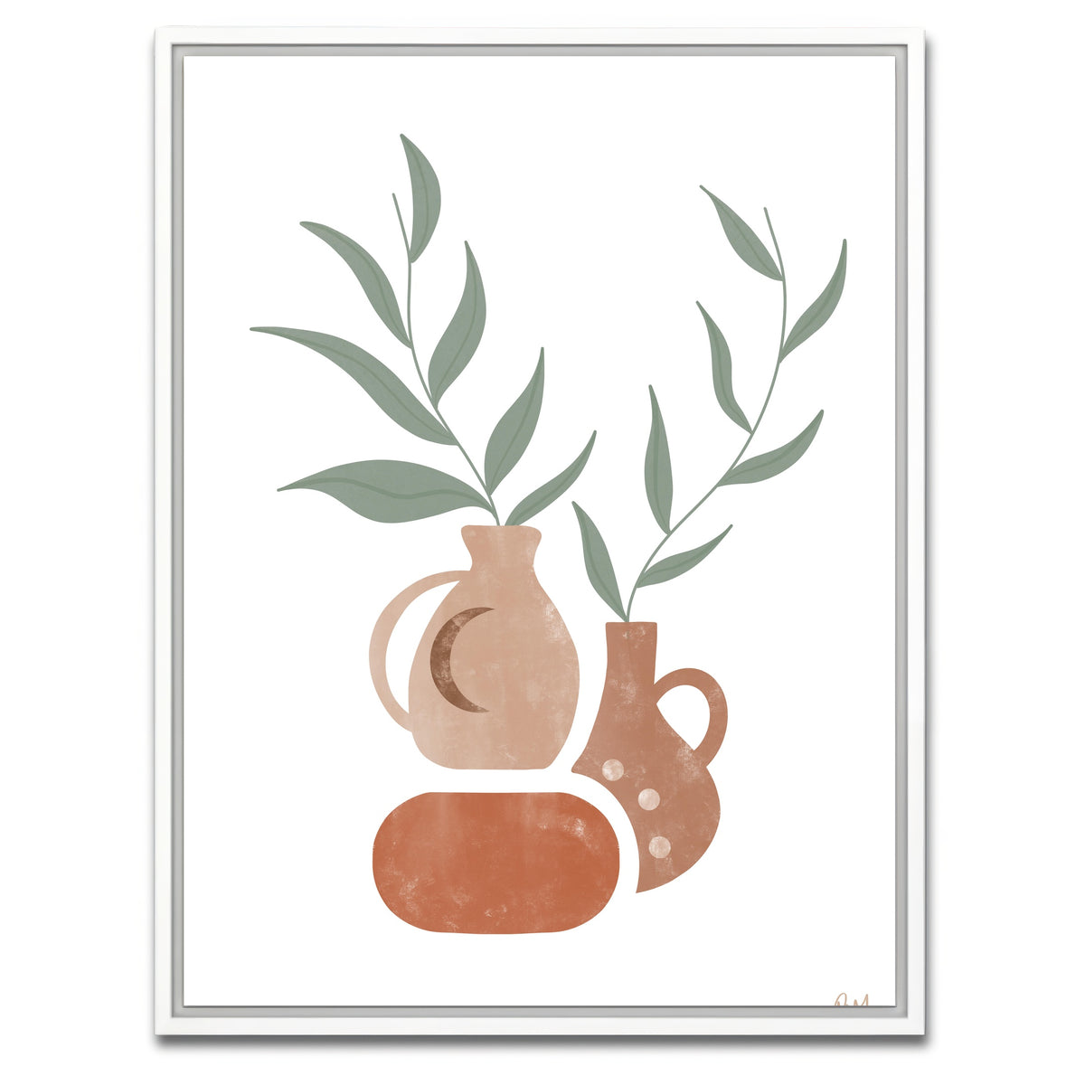 AUTO-MOCKUP WHITE | Ceramics Green Leaves | 1 Piece | White Framed Canvas | group=3x4