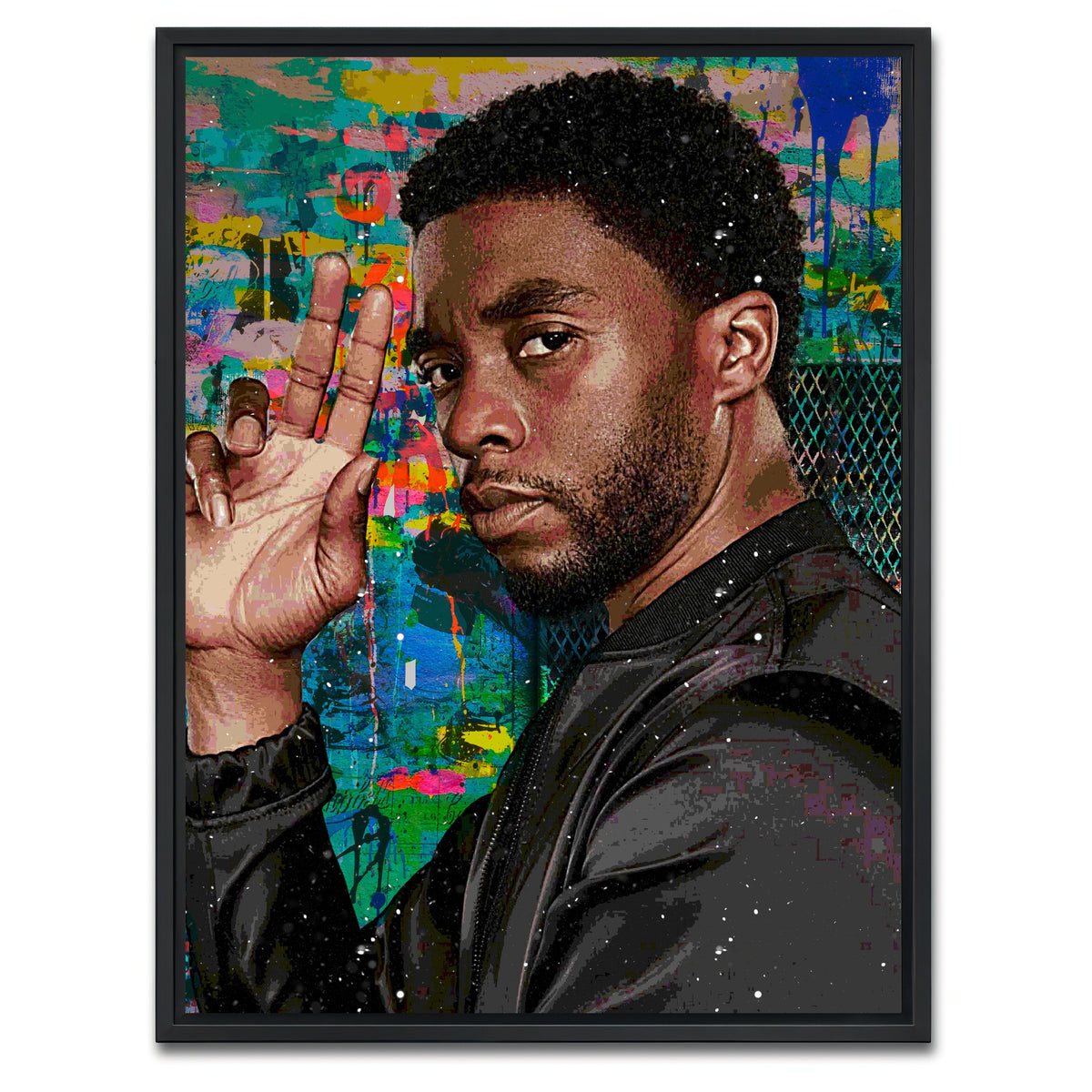 AUTO-MOCKUP WHITE | Chadwick Boseman 2 | 1 Piece | Black Framed Canvas | group=3x4