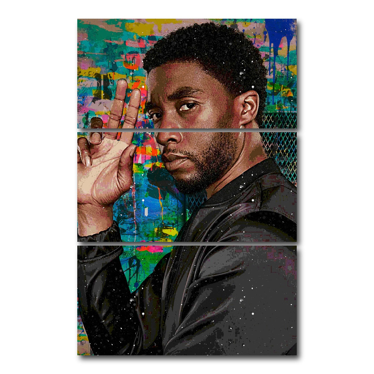 AUTO-MOCKUP WHITE | Chadwick Boseman 2 | 3 Piece | Gallery Wrap Canvas | group=12x24_stacked