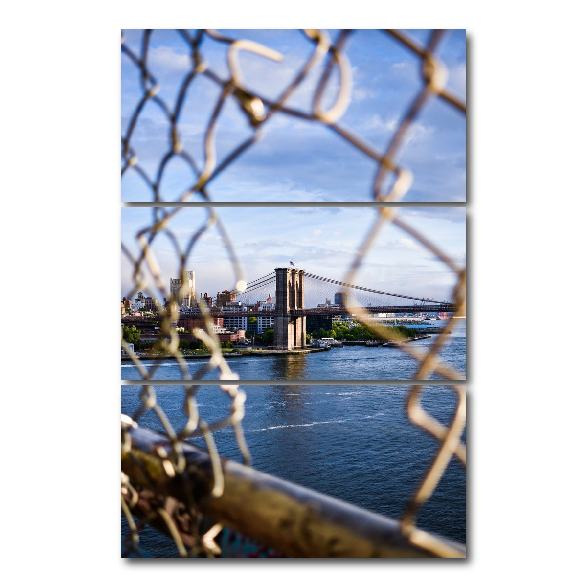 AUTO-MOCKUP WHITE | Chain Link BK Bridge | 3 Piece | Gallery Wrap Canvas | group=12x24_stacked