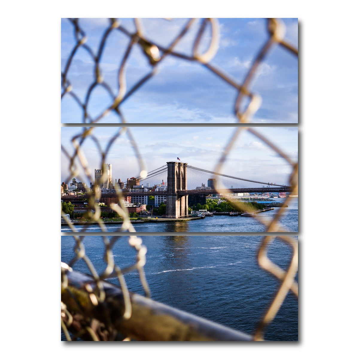 AUTO-MOCKUP WHITE | Chain Link BK Bridge | 3 Piece | Gallery Wrap Canvas | group=8x18_stacked