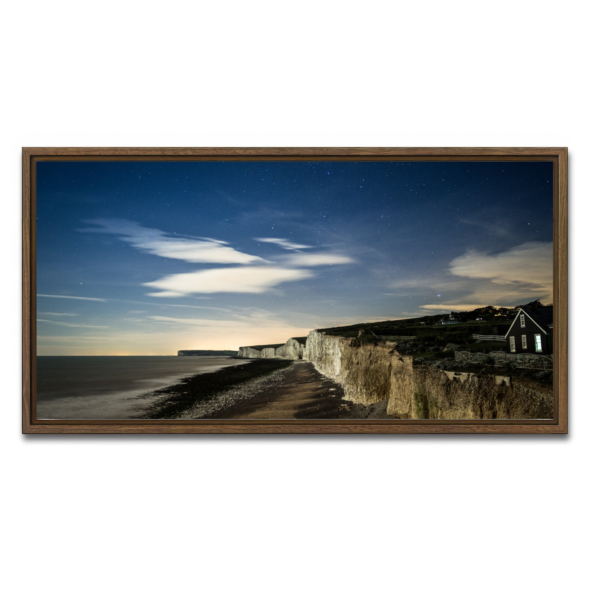 AUTO-MOCKUP WHITE | Chalk Cliffs at Birling Gap | 1 Piece | Walnut Framed Canvas | group=2x1