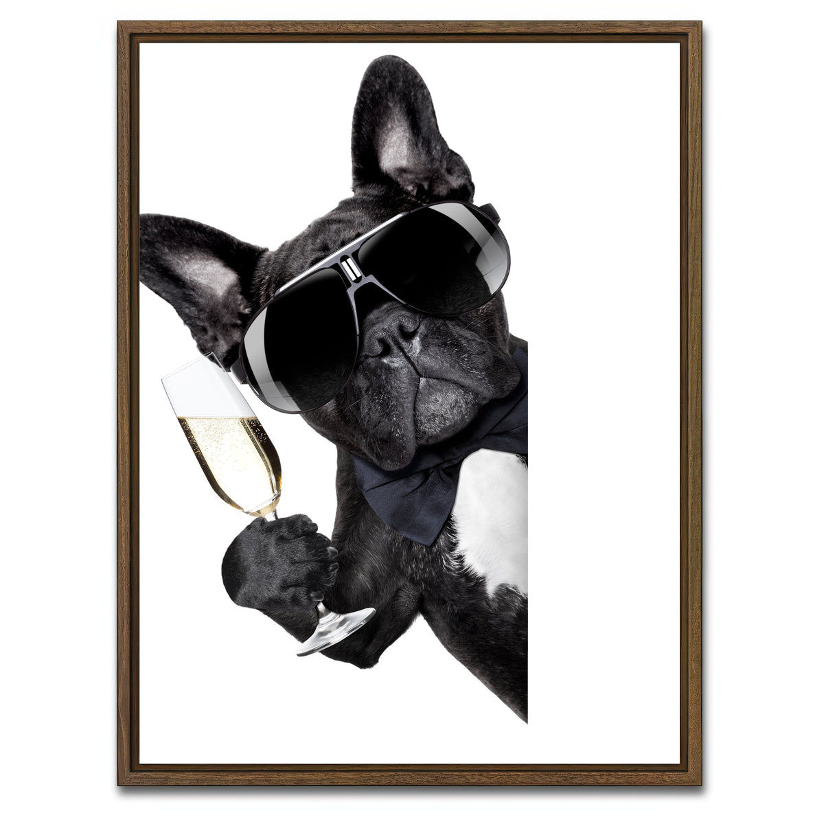 AUTO-MOCKUP WHITE | Champagne dog | 1 Piece | Walnut Framed Canvas | group=3x4