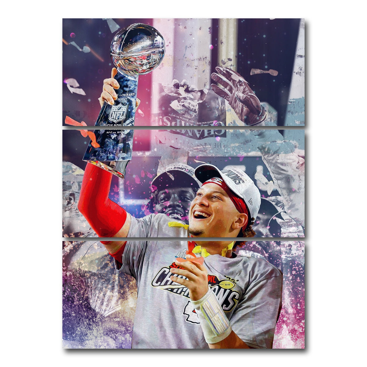 AUTO-MOCKUP WHITE | Champs - Mahomes | 3 Piece | Gallery Wrap Canvas | group=8x18_stacked