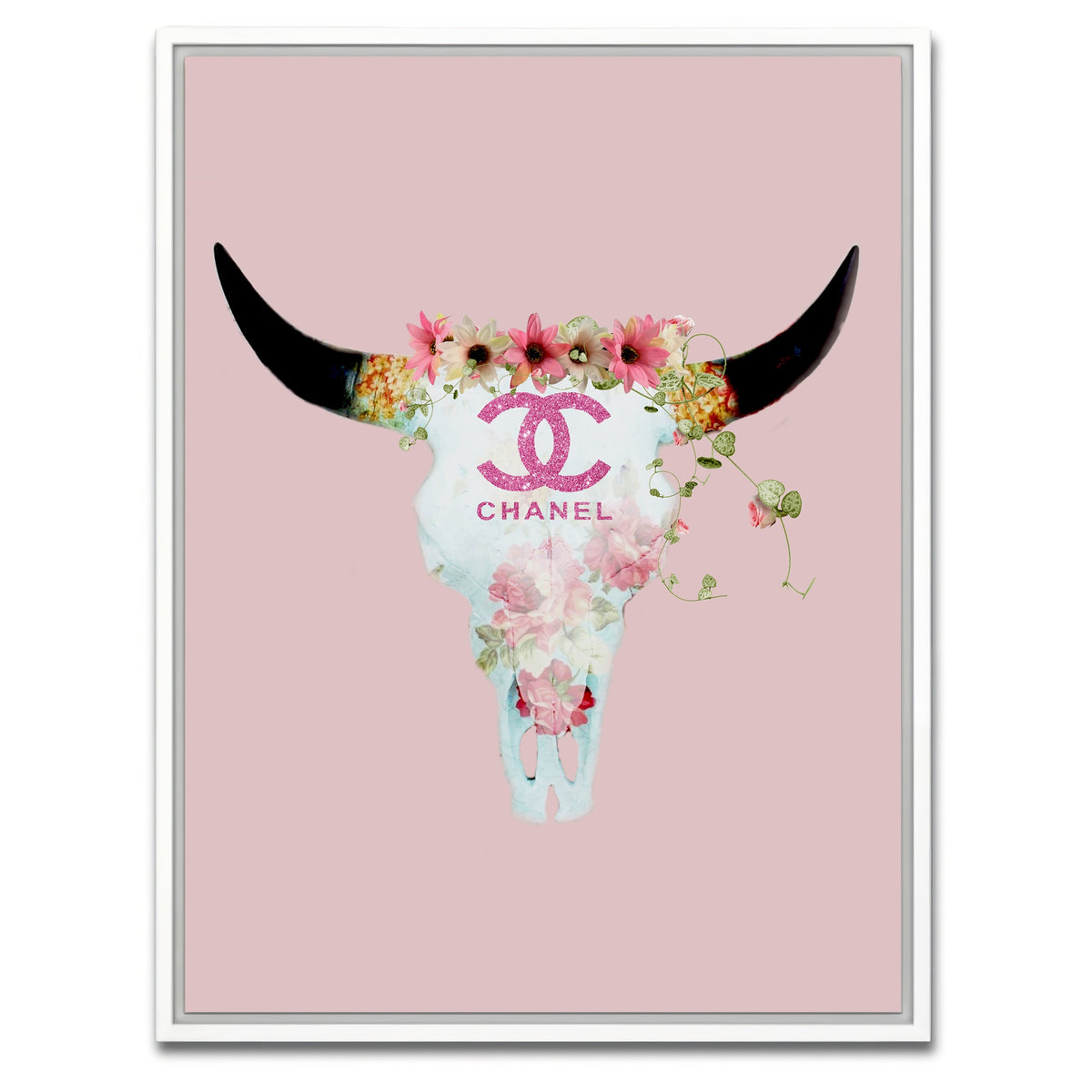 AUTO-MOCKUP WHITE | Chanel Bull Skull | 1 Piece | White Framed Canvas | group=3x4