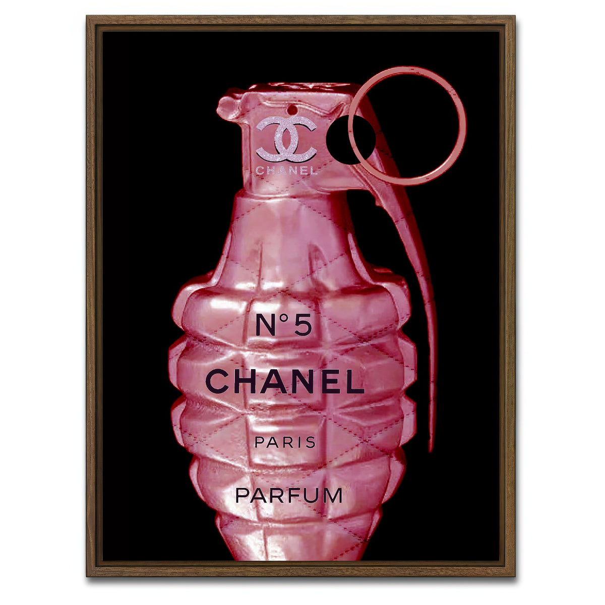 AUTO-MOCKUP WHITE | Chanel No. 5 Grenade | 1 Piece | Walnut Framed Canvas | group=3x4