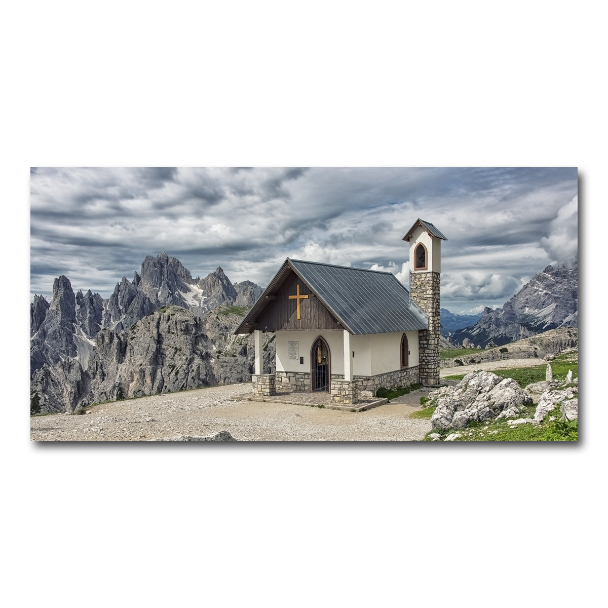 AUTO-MOCKUP WHITE | Chapel In The Dolomites | 1 Piece | Gallery Wrap Canvas | group=2x1