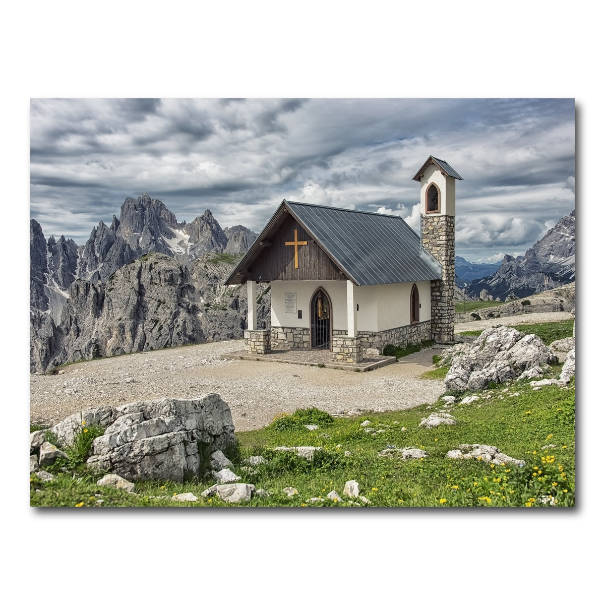 AUTO-MOCKUP WHITE | Chapel In The Dolomites | 1 Piece | Gallery Wrap Canvas | group=4x3