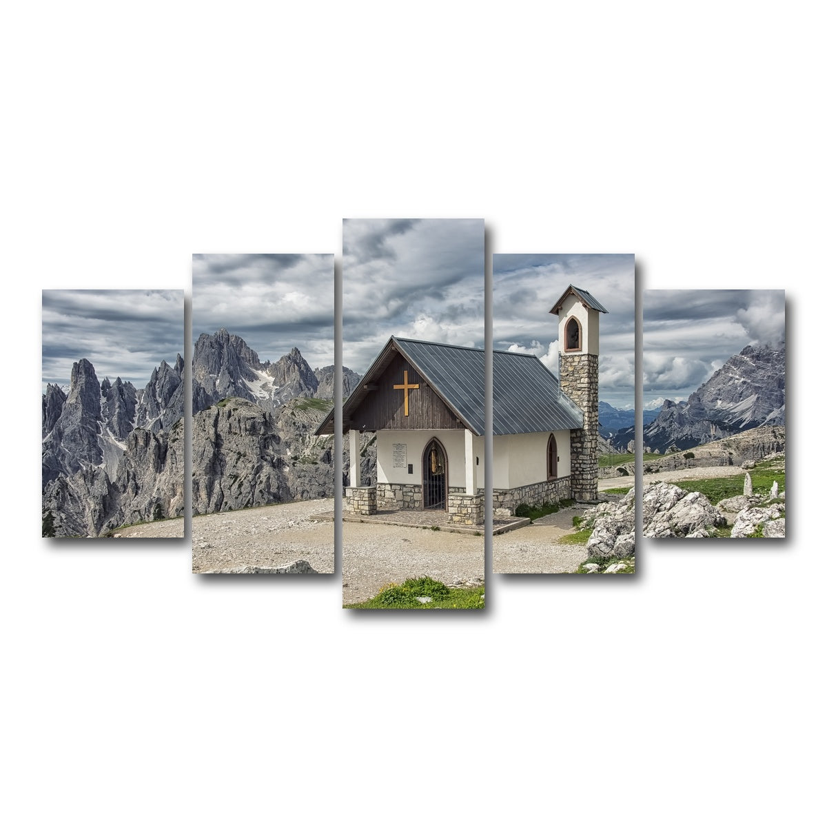 AUTO-MOCKUP WHITE | Chapel In The Dolomites | 5 Piece | Gallery Wrap Canvas | group=5_normal