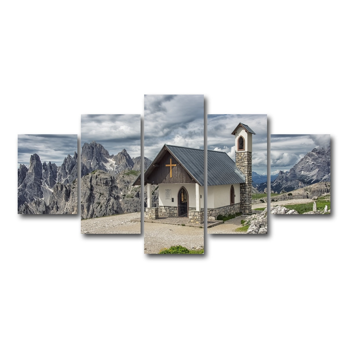 AUTO-MOCKUP WHITE | Chapel In The Dolomites | 5 Piece | Gallery Wrap Canvas | group=5_short