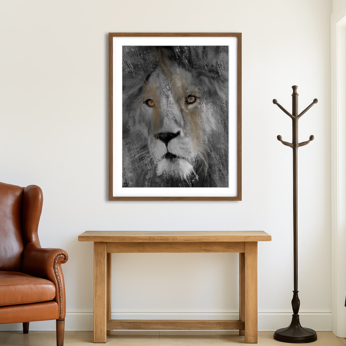 AUTO-MOCKUP ROOM | Charcoal Lion Wall Art