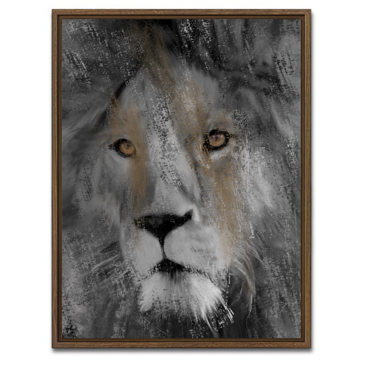 AUTO-MOCKUP WHITE | Charcoal Lion | 1 Piece | Walnut Framed Canvas | group=3x4