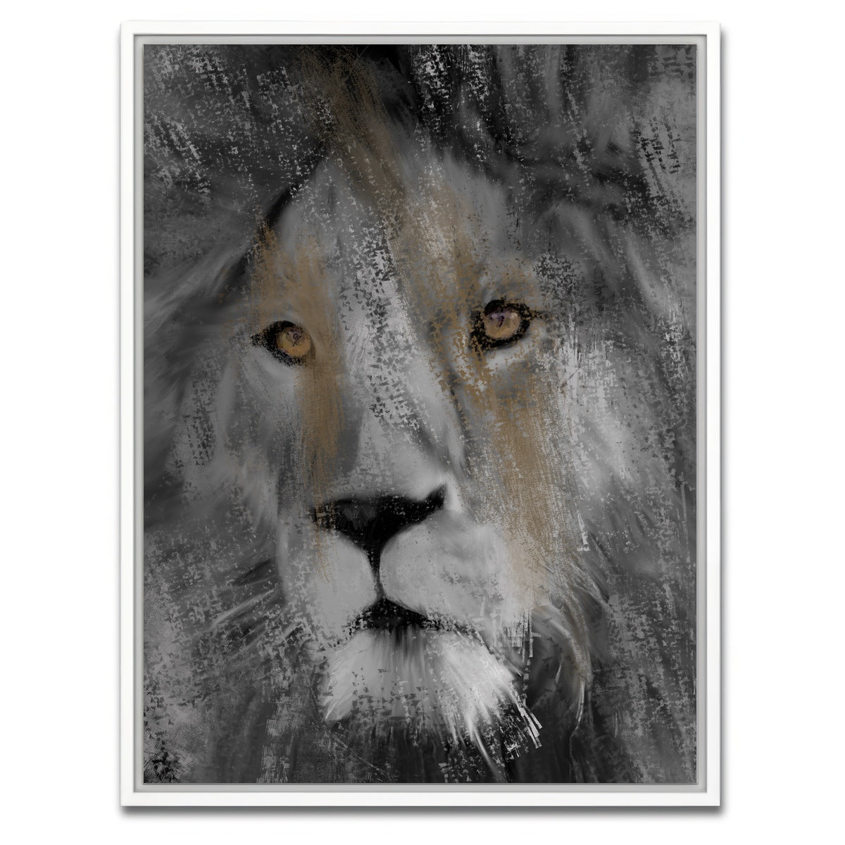 AUTO-MOCKUP WHITE | Charcoal Lion | 1 Piece | White Framed Canvas | group=3x4