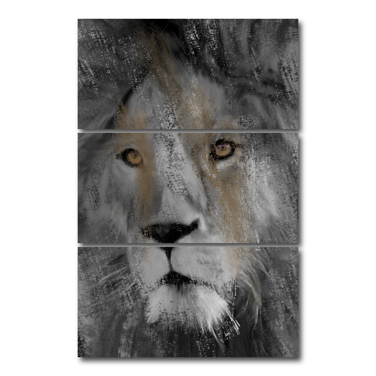 AUTO-MOCKUP WHITE | Charcoal Lion | 3 Piece | Gallery Wrap Canvas | group=12x24_stacked