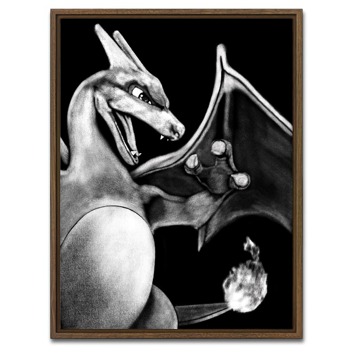 AUTO-MOCKUP WHITE | Charizard | 1 Piece | Walnut Framed Canvas | group=3x4