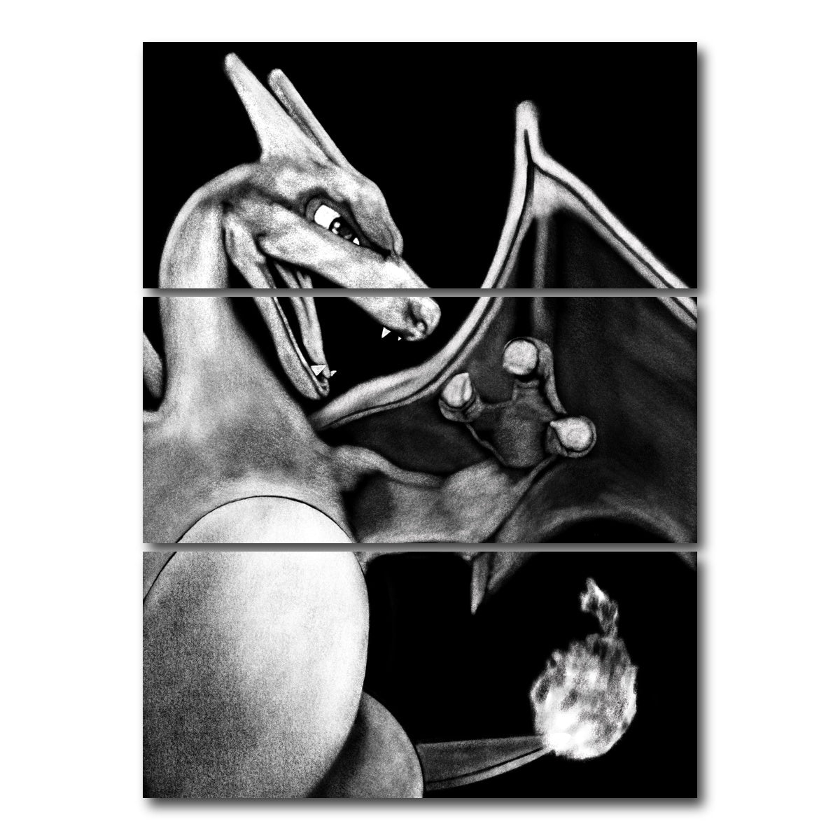 AUTO-MOCKUP WHITE | Charizard | 3 Piece | Gallery Wrap Canvas | group=8x18_stacked