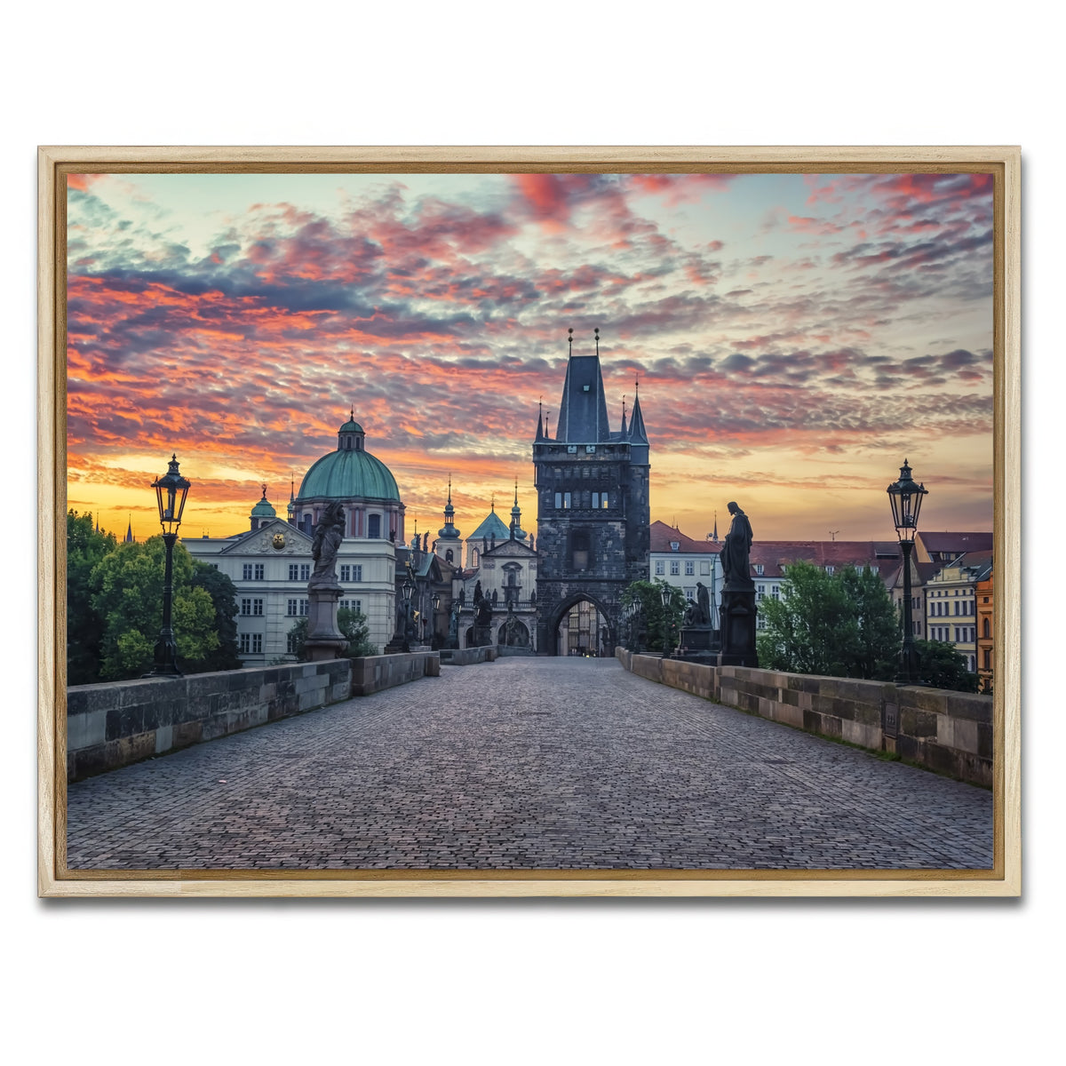 AUTO-MOCKUP WHITE | Charles Bridge Sunrise | 1 Piece | Natural Framed Canvas | group=4x3