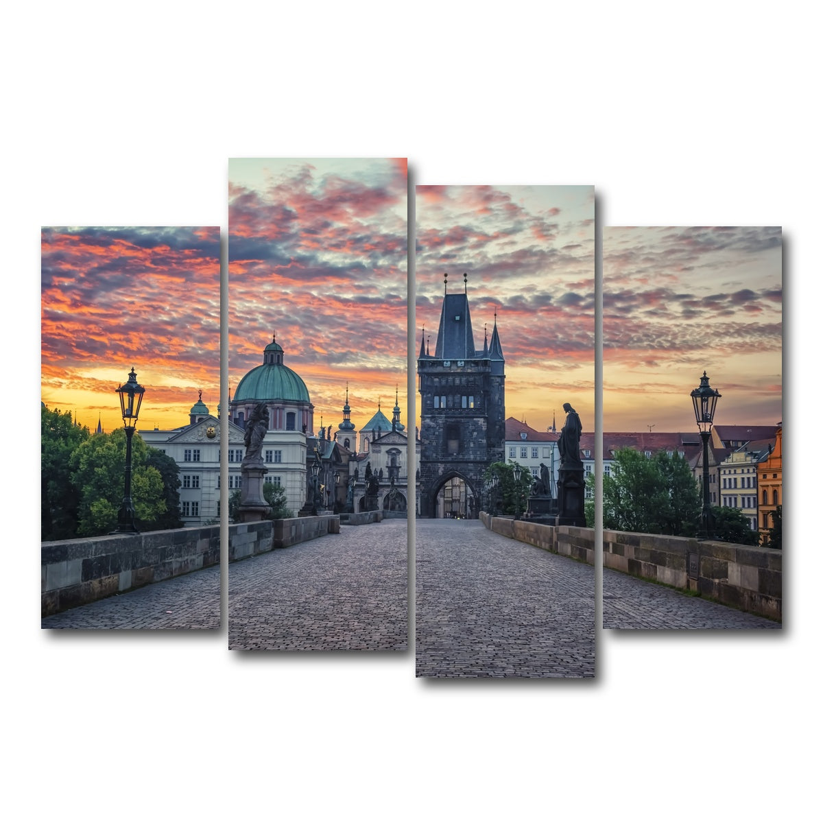 AUTO-MOCKUP WHITE | Charles Bridge Sunrise | 4 Piece | Gallery Wrap Canvas | group=4_normal