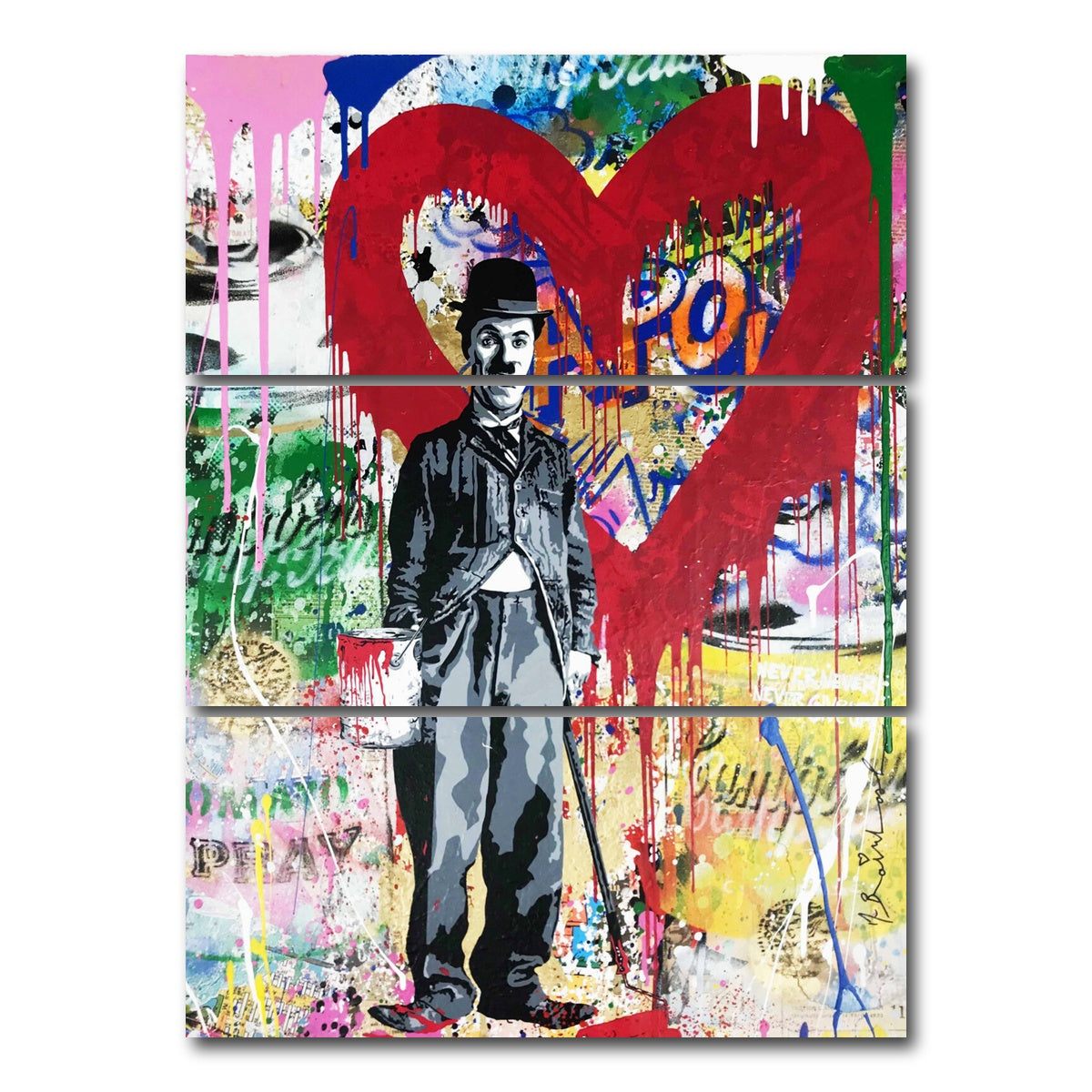 AUTO-MOCKUP WHITE | Charlie In The Mood To Paint | 3 Piece | Gallery Wrap Canvas | group=8x18_stacked