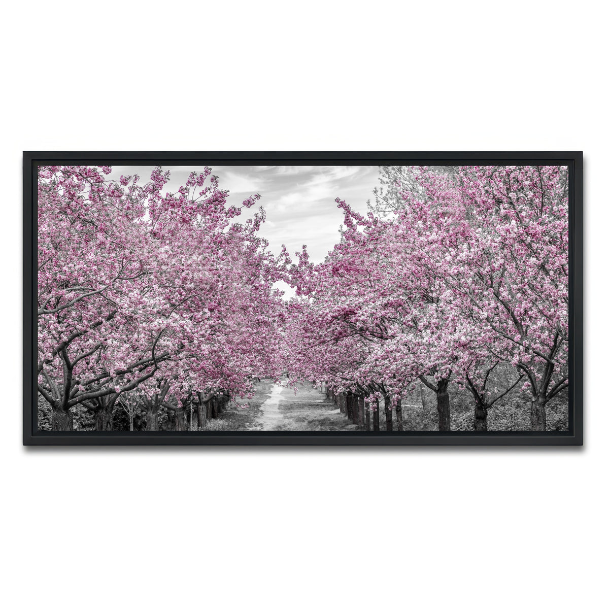 AUTO-MOCKUP WHITE | Charming Cherry Blossom Alley | 1 Piece | Black Framed Canvas | group=2x1