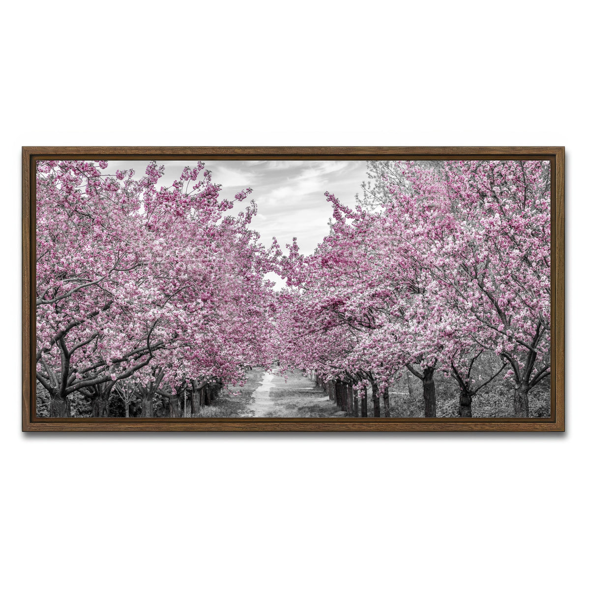 AUTO-MOCKUP WHITE | Charming Cherry Blossom Alley | 1 Piece | Walnut Framed Canvas | group=2x1