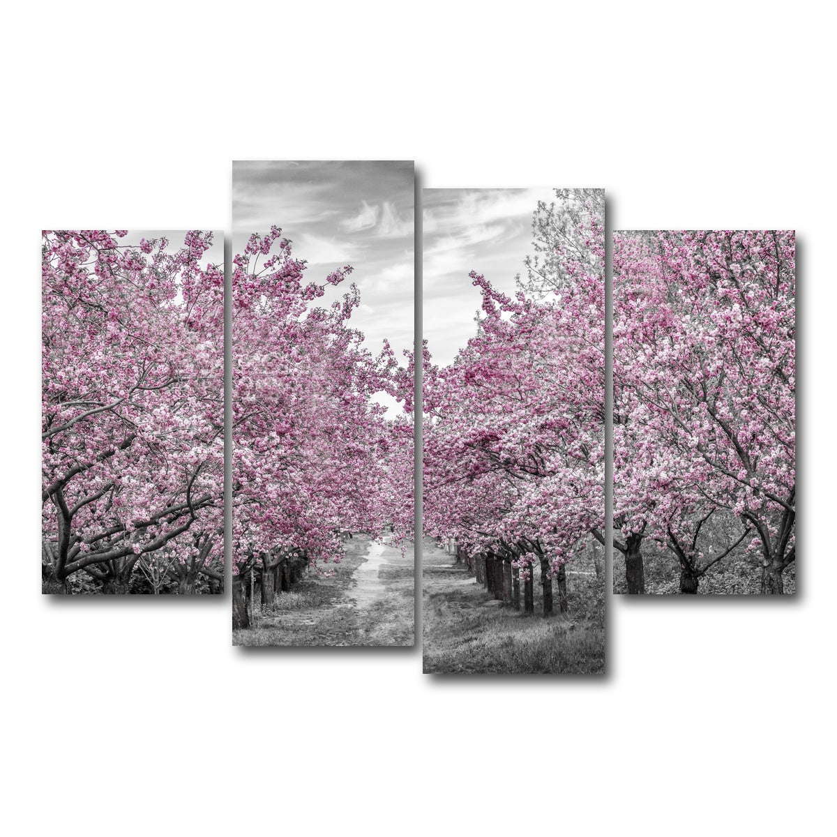 AUTO-MOCKUP WHITE | Charming Cherry Blossom Alley | 4 Piece | Gallery Wrap Canvas | group=4_short