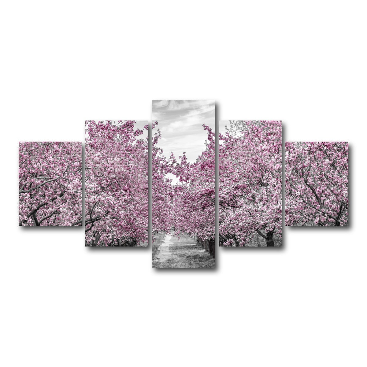 AUTO-MOCKUP WHITE | Charming Cherry Blossom Alley | 5 Piece | Gallery Wrap Canvas | group=5_short