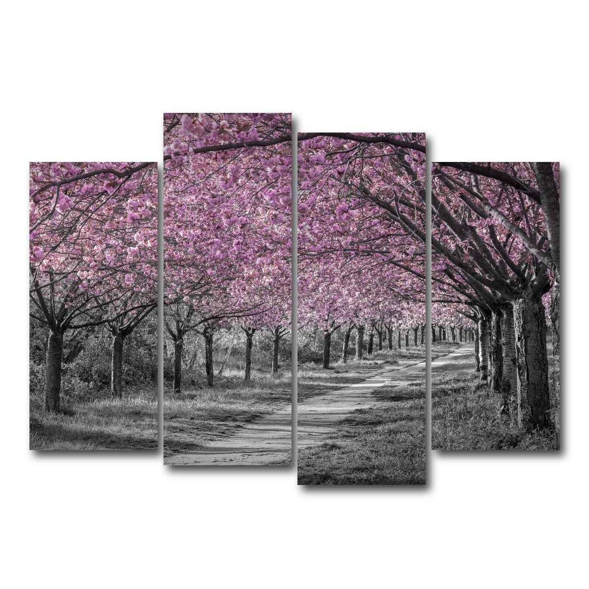 AUTO-MOCKUP WHITE | Charming cherry blossom alley in pink | 4 Piece | Gallery Wrap Canvas | group=4_normal